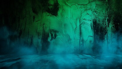 horror green blue wall grunge dark smoke texture black haunted background for horror thriller...
