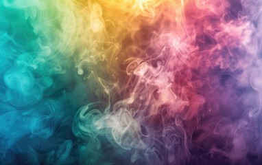 Swirling clouds of multicolored smoke in a gradient of rainbow hues.