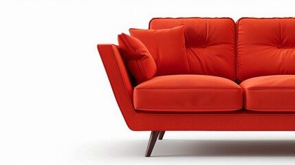 Modern Red sofa on isolated white background. Furniture for the modern interior, minimalist design
