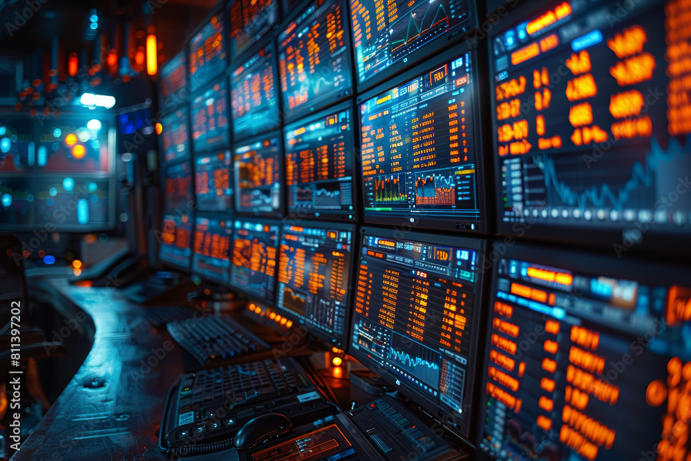 Poster high-frequency trading firms employing ultra-fast computers and advanced algorithms to capitalize on