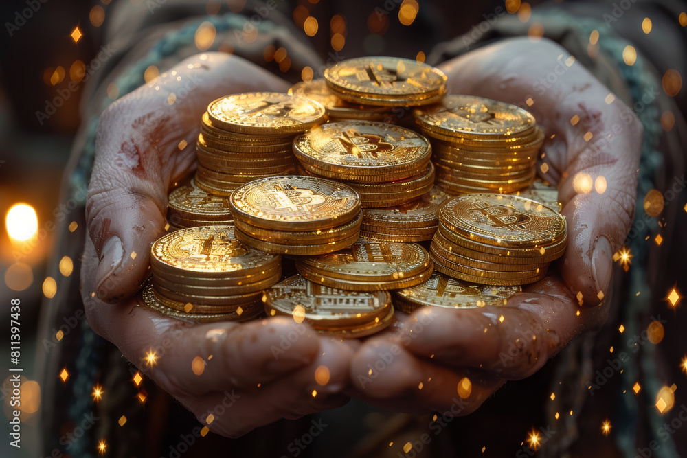 Poster cryptocurrency enthusiasts trading digital assets such as bitcoin and ethereum on decentralized exch