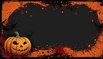 Illustration horizontal Halloween frame with space for text