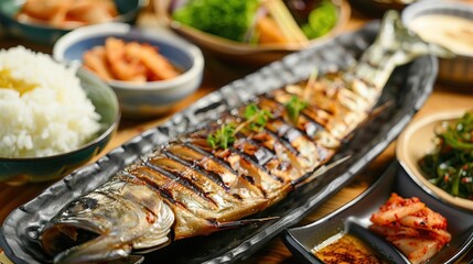 korea traditional food grilled fish. Generative Ai