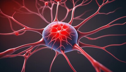 3d illustration of neural cell. World Blood donor day ,created with generative ai.