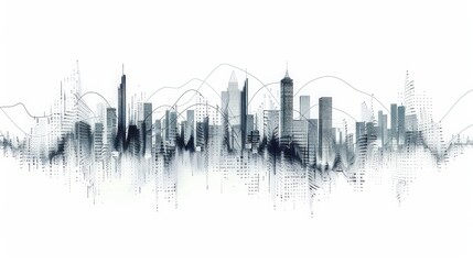 Obraz premium line graph looks like a city skyline on a white background, financial chart, background