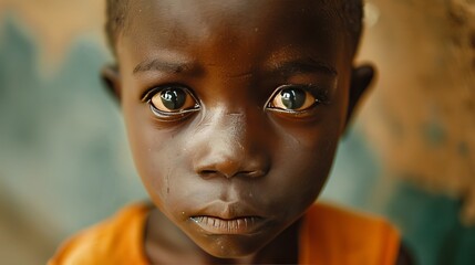 Vulnerable Gaze of Young African Child