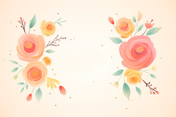 Minimalist floral illustration banner with copy space for text. Gift card, card invitation concept