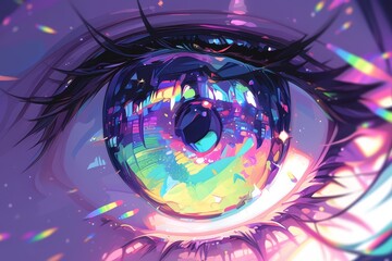 psychedelic art, trippy eye with colorful patterns and swirls surrounding it, colorful patterns swirling around the eyes