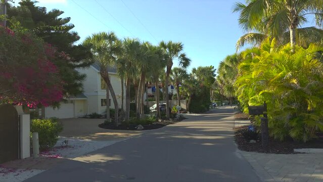 Driving on Casey Key scenic road in Florida.