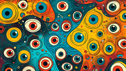 Fototapeta premium Abstract psychedelic background with many eyes
