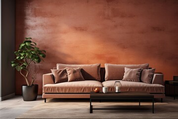Interior design event featuring a magenta couch on hardwood flooring