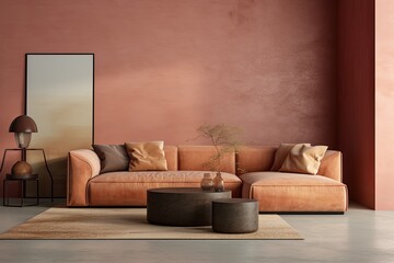 Interior design event featuring a magenta couch on hardwood flooring