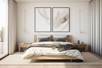 a bedroom with a large bed and a large window