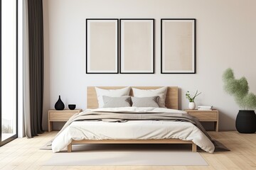 a bedroom with a large bed and a large window