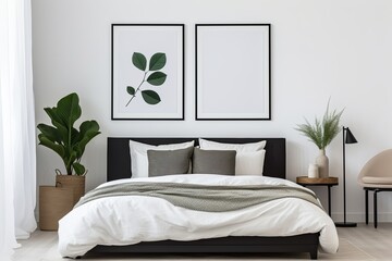 a bedroom with a large bed and a large window