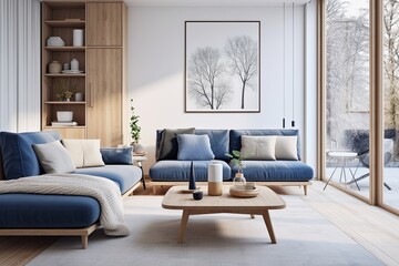 Furniture Couch and coffee table in living room with plant