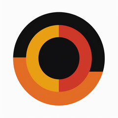 Bold, geometric design featuring concentric circles and quadrants in striking colors.