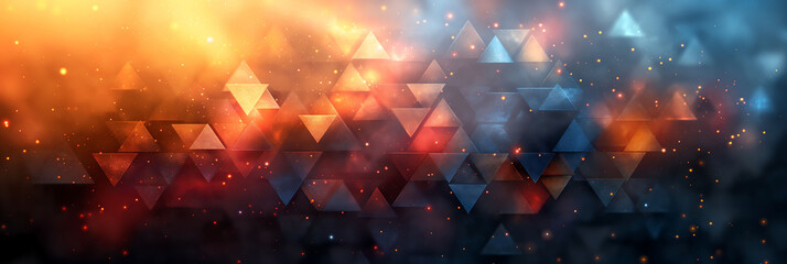 abstract background of triangles with orange light