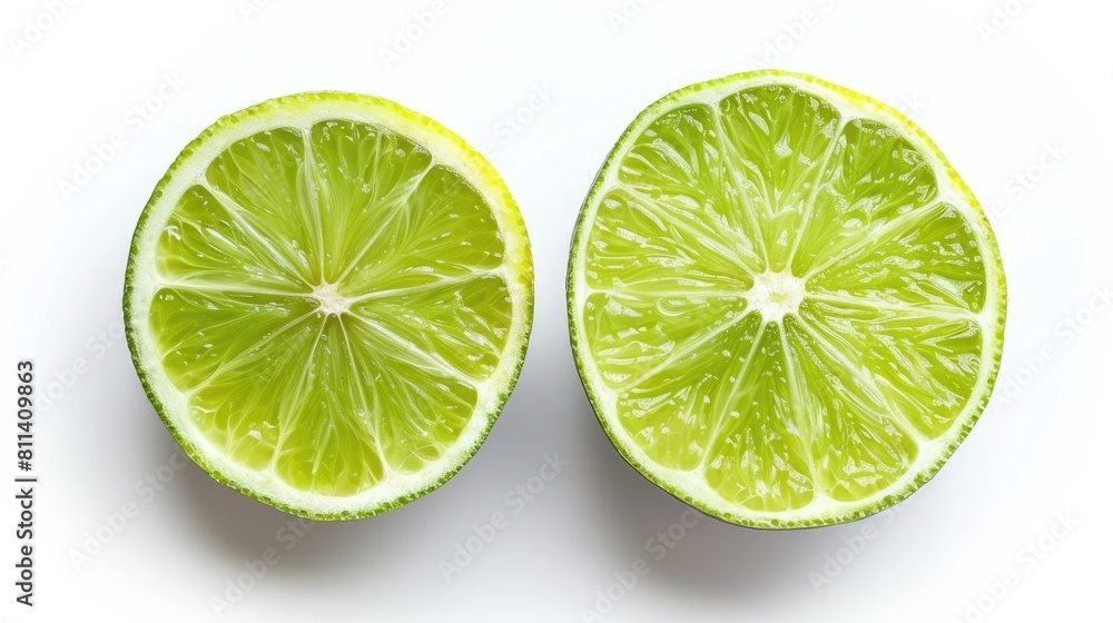 Sticker Lime cut in half isolated on a white background