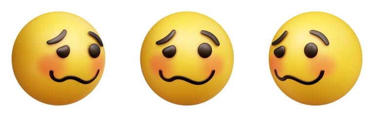 Woozy face three-dimensional emoji. Silly or drunk emoticon isolated on transparent background. 3D rendering
