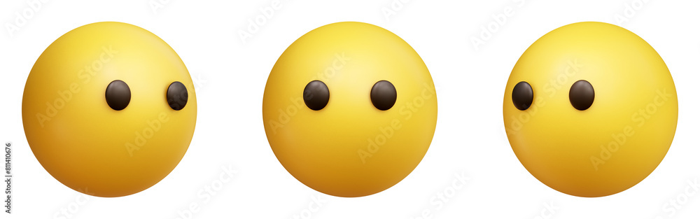 Poster face without mouth three-dimensional emoji isolated on transparent background. 3d rendering