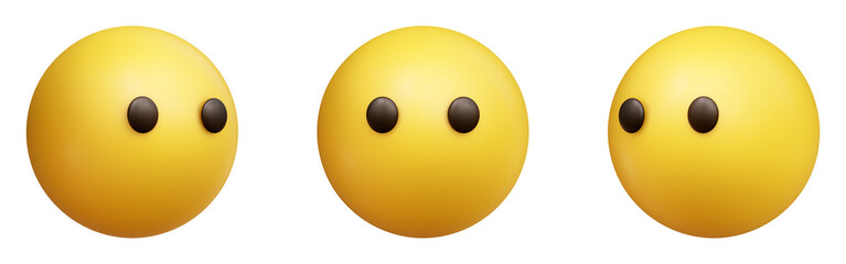 Fototapeta premium Face without mouth three-dimensional emoji isolated on transparent background. 3D rendering