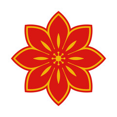 Chinese flat tree with golden line. Cherry Blossom flower vector with many style include drawing style and shade.