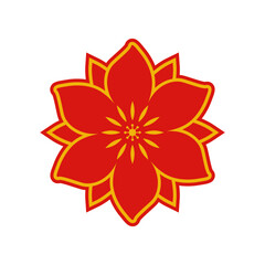 Chinese flat tree with golden line. Cherry Blossom flower vector with many style include drawing style and shade.