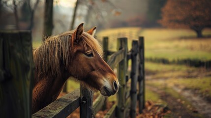 Lonely and Sad Pony by the Fence at Petting Zoo Safari