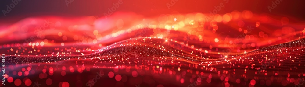 Poster the backdrop is red, with orange gradient lighting creating a luminous effect, while red luminous pa