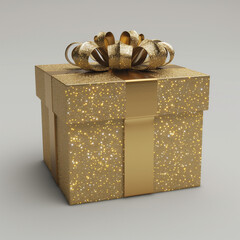 Sparkling Golden Gift Box with Bow