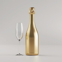Elegant Champagne Set with Golden Bottle
