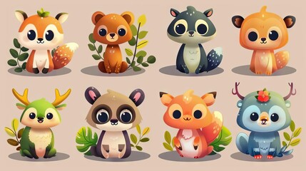 Fototapeta premium Super cute cartoon animals. A great gift for kids.