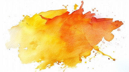 Color, yellow - orange splash watercolor hand painted isolated on white background, artistic decoration or background