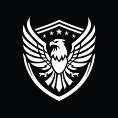 Obraz premium Simple Eagle Logo Flapping Its Wings with some Stars