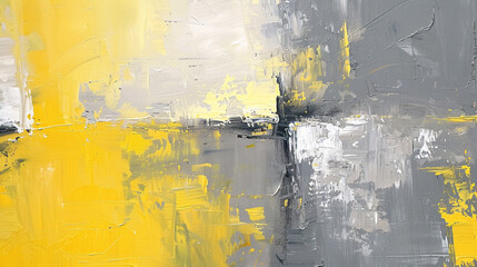 Grey and Yellow Abstract Art Painting