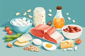 Engaging and educational food illustration, excellent for school programs and health-related publications..low-histamine diet, illustration0d42e