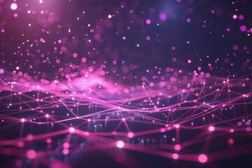 : An abstract configuration of pink and purple glowing Futuristic digital waveform in pink and purple hues, perfect for music production and sound engineering visuals.