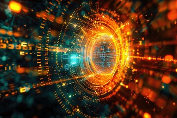 abstract algorithmic patterns Quantum computing core 