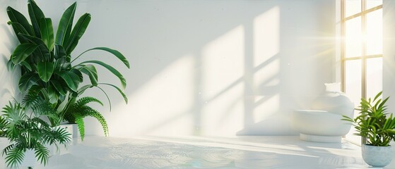 Minimal living room with indoor plants. Bright authentic home interior with plants. Home gardening and biophilic design Sunlight fills the spacious, airy rooms