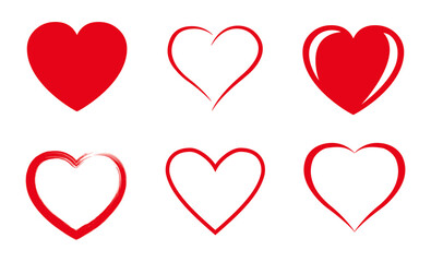 Red heart icons set vector