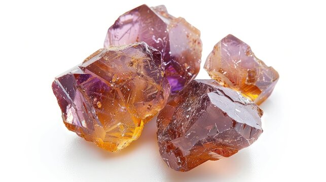 Natural rough hyacinth zircon gemstone specimen isolated on white surface