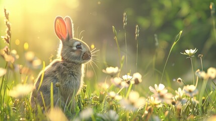 Rabbit in the Meadow depicted