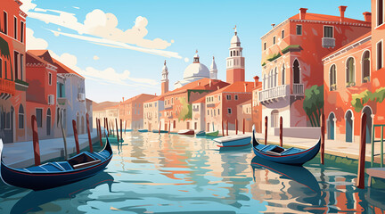 Obraz premium Venice background for social media. illustration