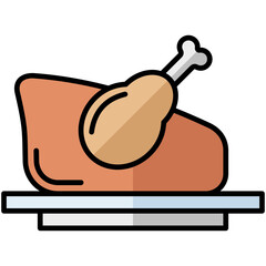 turkey lineal multi color icon, related to thanksgiving theme.