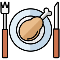 dinner lineal multi color icon, related to thanksgiving theme.