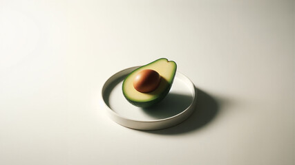 avocado cut in half on a round plate