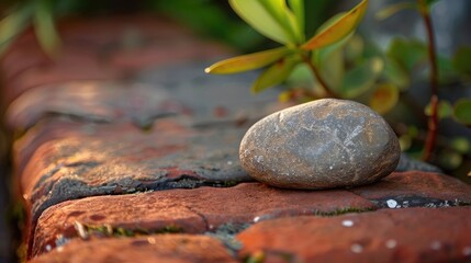 Naklejka premium Small stone placed on a brick