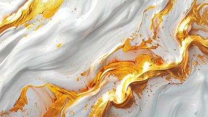 Abstract artistic background. Jazz white, marble, golden brushstrokes. Textured background. Oil on canvas.