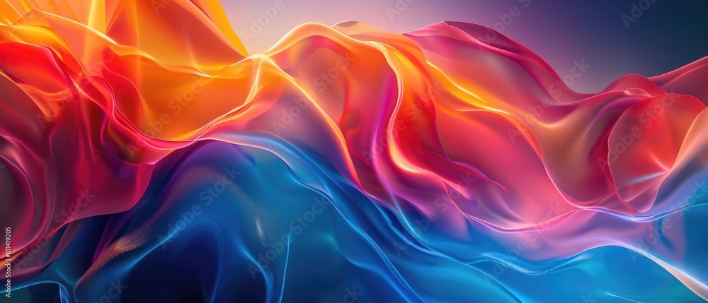Poster color flow azure ruby amber liquid wave abstract background 3d full shape illustration for presentat